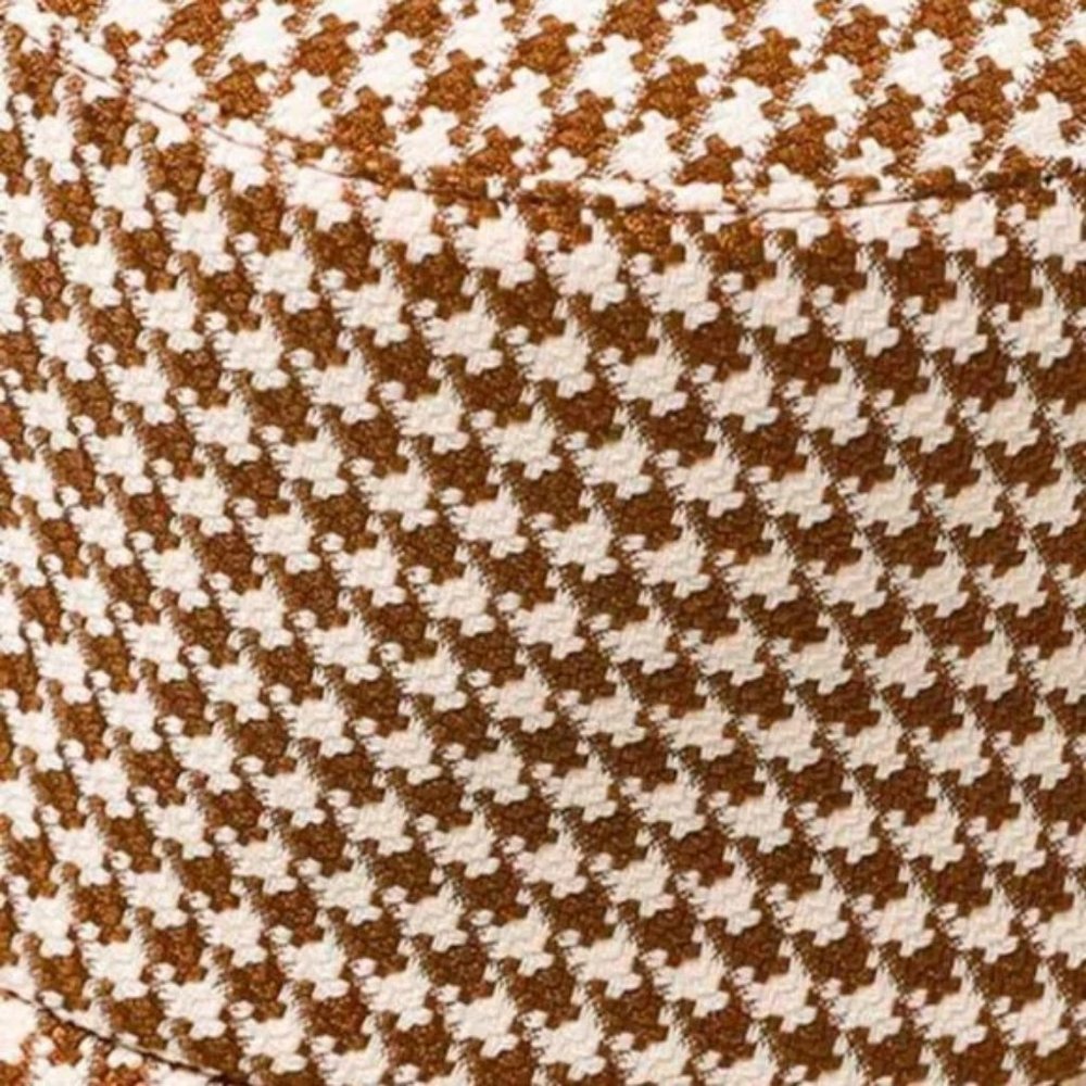BROWN Houndstooth Bucket Hat Tan - Picture 6 of 7